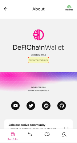 Provider entry in the settings menu of the Lightwallet