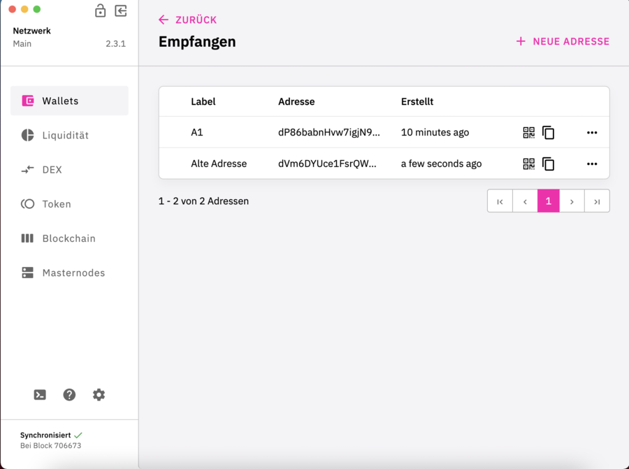 The old address is now displayed again.